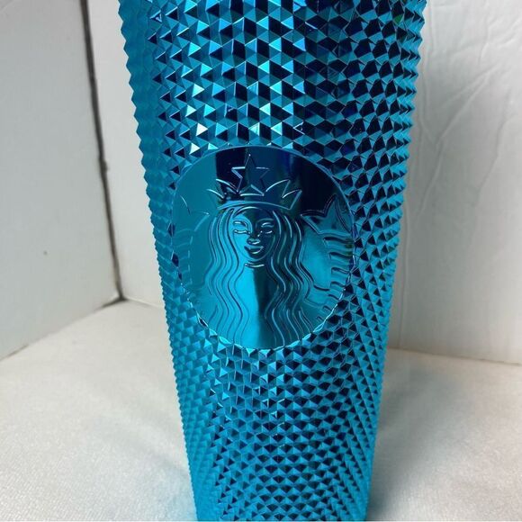 Starbucks Blue Chrome Studded Summer 2023 New W/Tags 24oz Tumbler - Picture 3 of 5